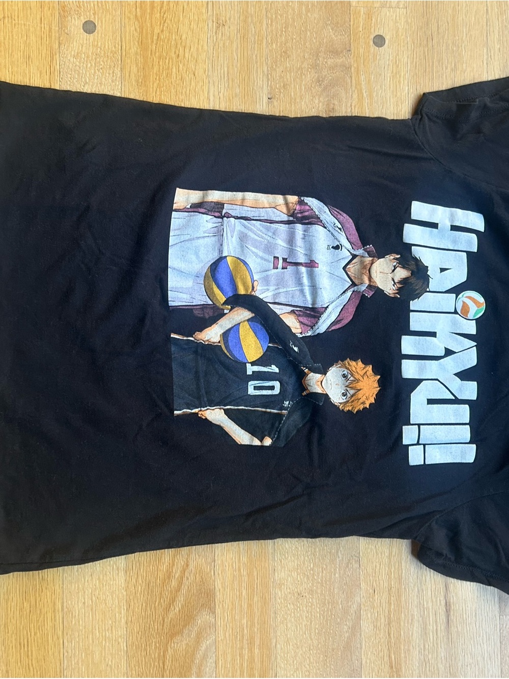 Haikyuu! Black Graphic Tee with Volleyball Print